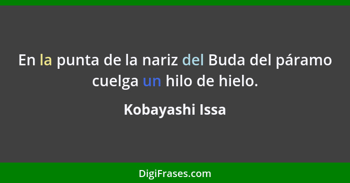 En la punta de la nariz del Buda del páramo cuelga un hilo de hielo.... - Kobayashi Issa