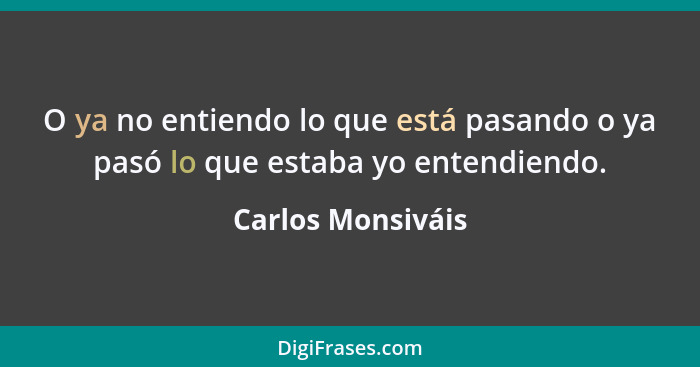 O ya no entiendo lo que está pasando o ya pasó lo que estaba yo entendiendo.... - Carlos Monsiváis