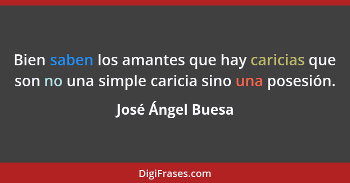 Bien saben los amantes que hay caricias que son no una simple caricia sino una posesión.... - José Ángel Buesa