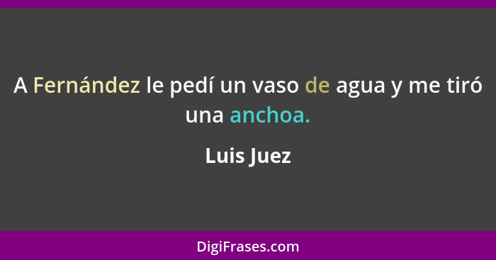 A Fernández le pedí un vaso de agua y me tiró una anchoa.... - Luis Juez