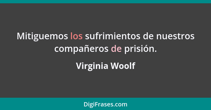 Mitiguemos los sufrimientos de nuestros compañeros de prisión.... - Virginia Woolf