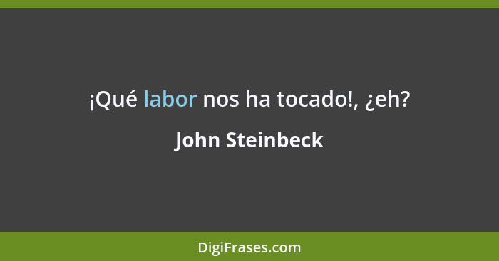 ¡Qué labor nos ha tocado!, ¿eh?... - John Steinbeck