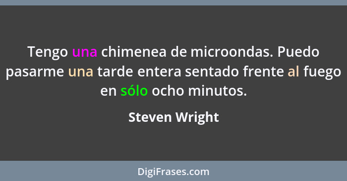 Tengo una chimenea de microondas. Puedo pasarme una tarde entera sentado frente al fuego en sólo ocho minutos.... - Steven Wright