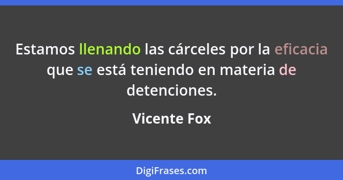 Estamos llenando las cárceles por la eficacia que se está teniendo en materia de detenciones.... - Vicente Fox