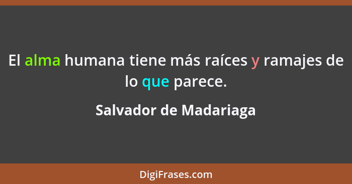 El alma humana tiene más raíces y ramajes de lo que parece.... - Salvador de Madariaga