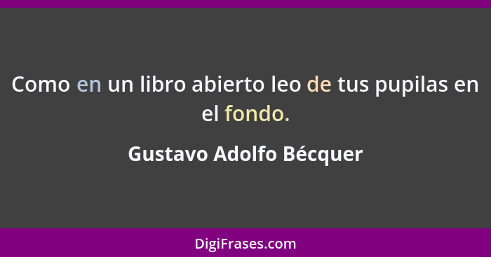 Como en un libro abierto leo de tus pupilas en el fondo.... - Gustavo Adolfo Bécquer