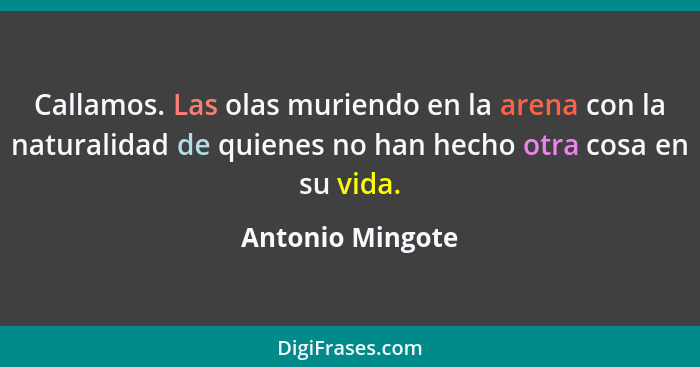 Callamos. Las olas muriendo en la arena con la naturalidad de quienes no han hecho otra cosa en su vida.... - Antonio Mingote