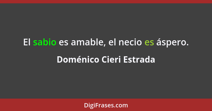 El sabio es amable, el necio es áspero.... - Doménico Cieri Estrada