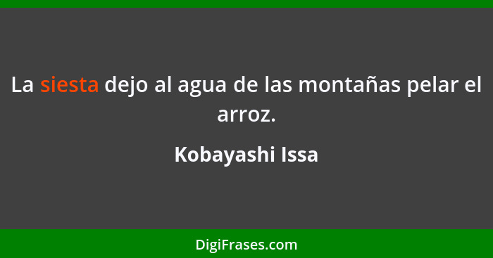 La siesta dejo al agua de las montañas pelar el arroz.... - Kobayashi Issa