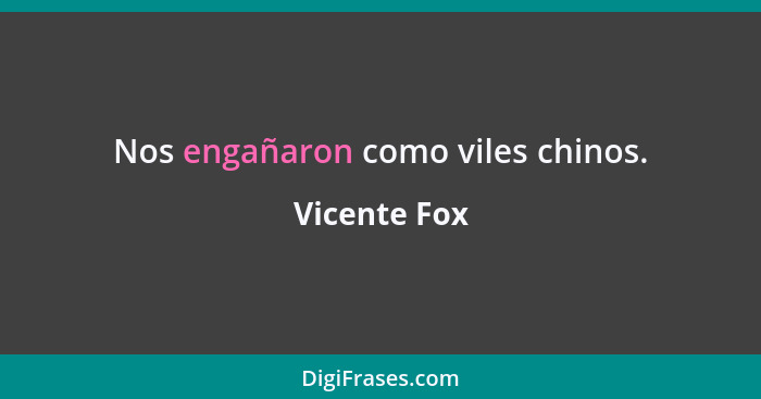 Nos engañaron como viles chinos.... - Vicente Fox