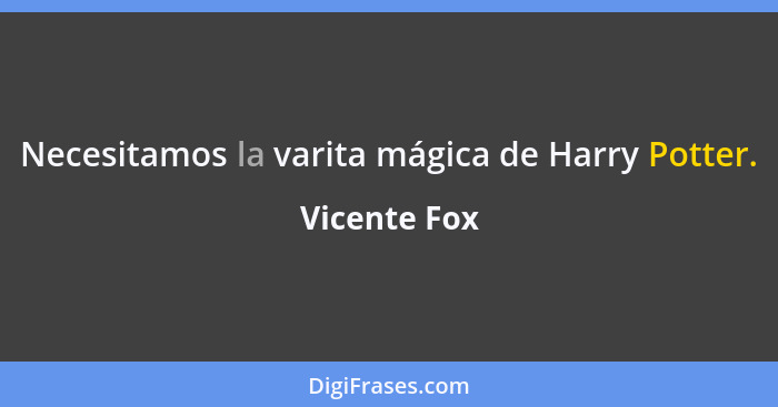 Necesitamos la varita mágica de Harry Potter.... - Vicente Fox