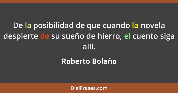 De la posibilidad de que cuando la novela despierte de su sueño de hierro, el cuento siga allí.... - Roberto Bolaño