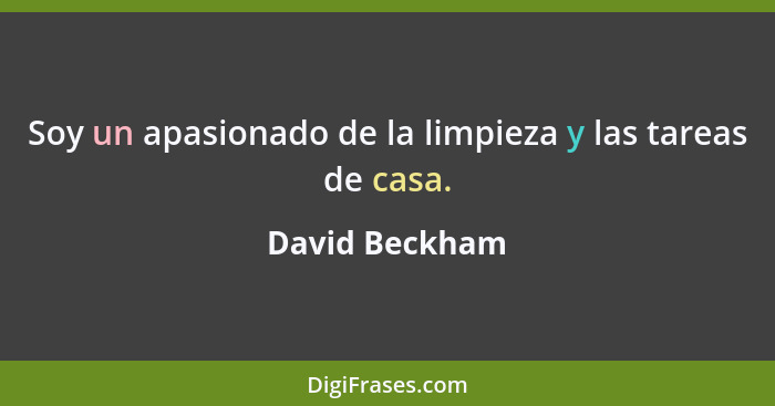 Soy un apasionado de la limpieza y las tareas de casa.... - David Beckham