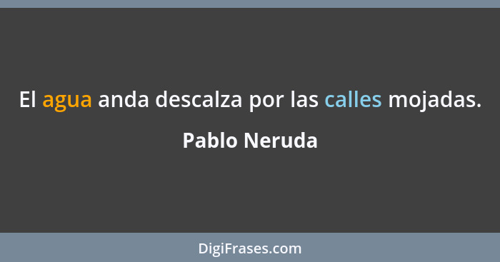 El agua anda descalza por las calles mojadas.... - Pablo Neruda