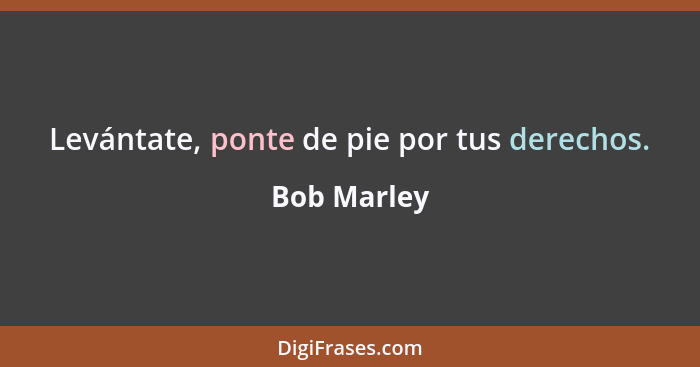 Levántate, ponte de pie por tus derechos.... - Bob Marley