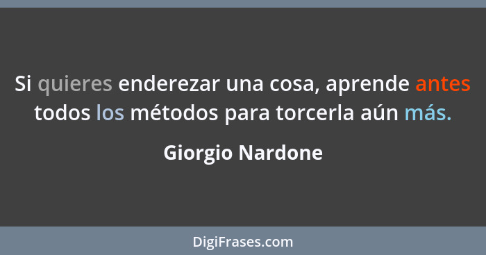 Si quieres enderezar una cosa, aprende antes todos los métodos para torcerla aún más.... - Giorgio Nardone