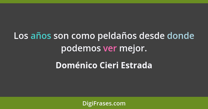 Los años son como peldaños desde donde podemos ver mejor.... - Doménico Cieri Estrada