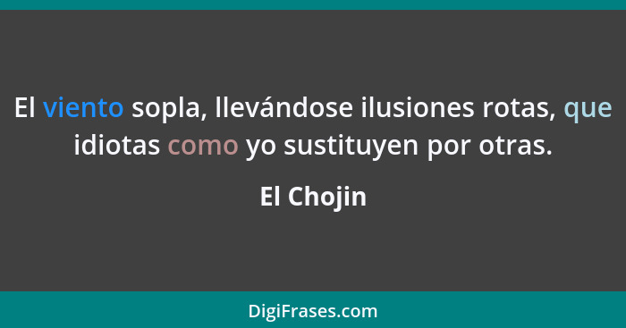 El viento sopla, llevándose ilusiones rotas, que idiotas como yo sustituyen por otras.... - El Chojin