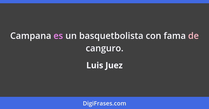 Campana es un basquetbolista con fama de canguro.... - Luis Juez