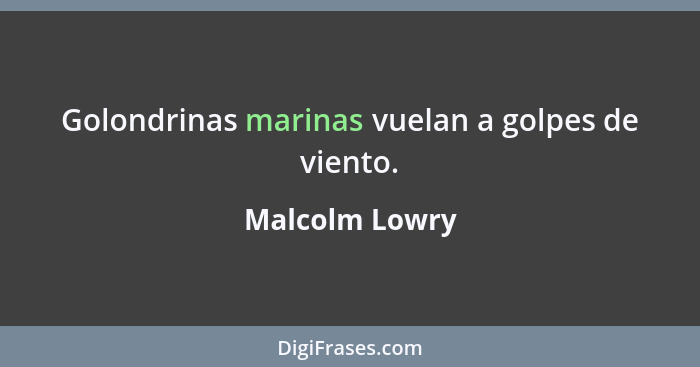 Golondrinas marinas vuelan a golpes de viento.... - Malcolm Lowry