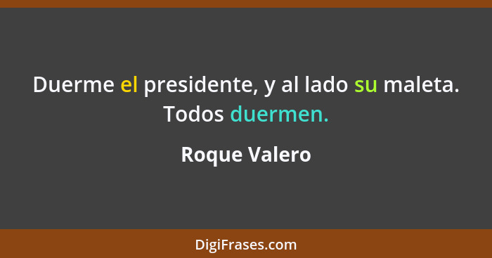 Duerme el presidente, y al lado su maleta. Todos duermen.... - Roque Valero