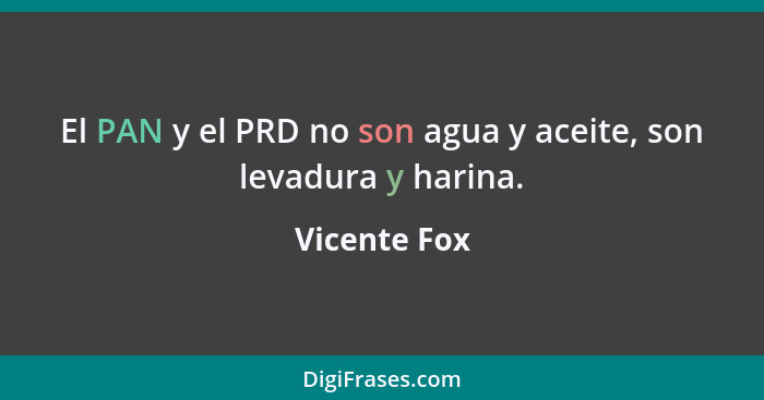 El PAN y el PRD no son agua y aceite, son levadura y harina.... - Vicente Fox