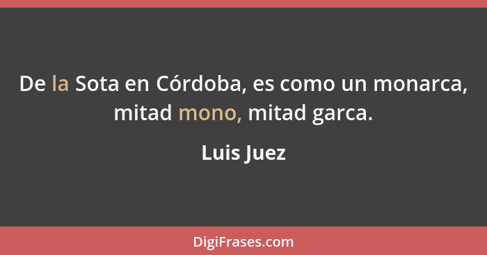 De la Sota en Córdoba, es como un monarca, mitad mono, mitad garca.... - Luis Juez