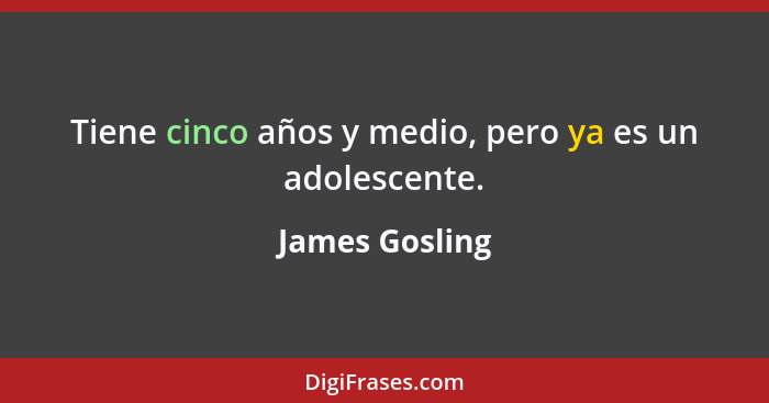 Tiene cinco años y medio, pero ya es un adolescente.... - James Gosling