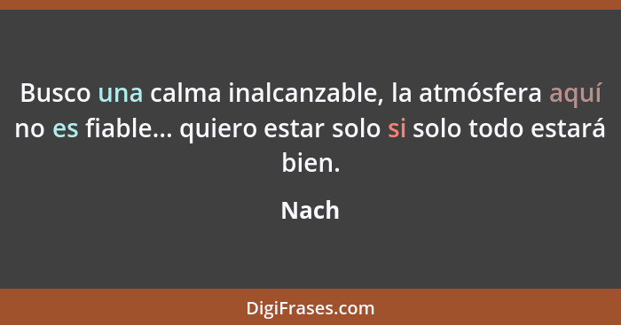 Busco una calma inalcanzable, la atmósfera aquí no es fiable... quiero estar solo si solo todo estará bien.... - Nach