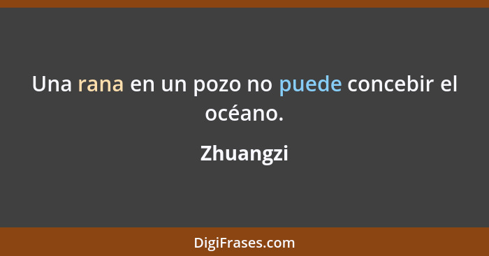 Una rana en un pozo no puede concebir el océano.... - Zhuangzi