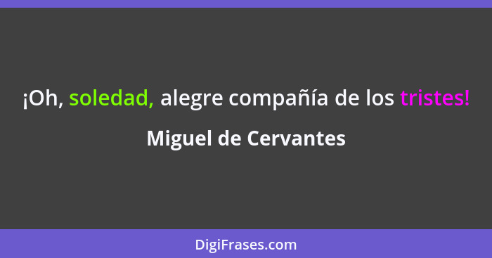 ¡Oh, soledad, alegre compañía de los tristes!... - Miguel de Cervantes