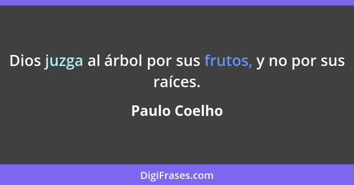 Dios juzga al árbol por sus frutos, y no por sus raíces.... - Paulo Coelho