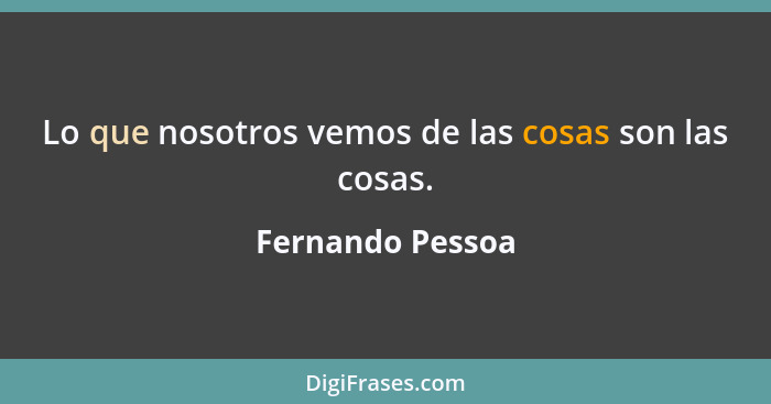 Lo que nosotros vemos de las cosas son las cosas.... - Fernando Pessoa