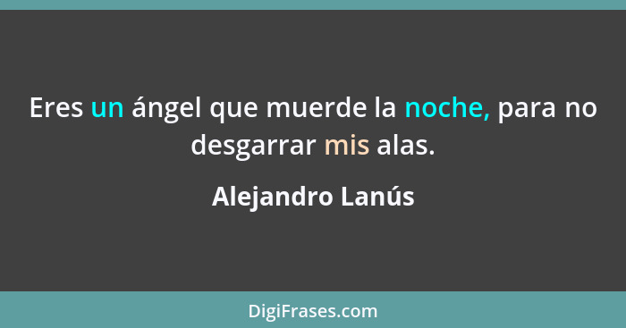 Eres un ángel que muerde la noche, para no desgarrar mis alas.... - Alejandro Lanús