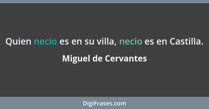Quien necio es en su villa, necio es en Castilla.... - Miguel de Cervantes