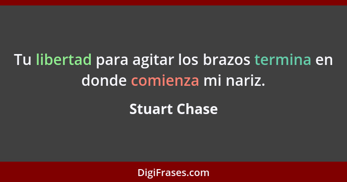 Tu libertad para agitar los brazos termina en donde comienza mi nariz.... - Stuart Chase