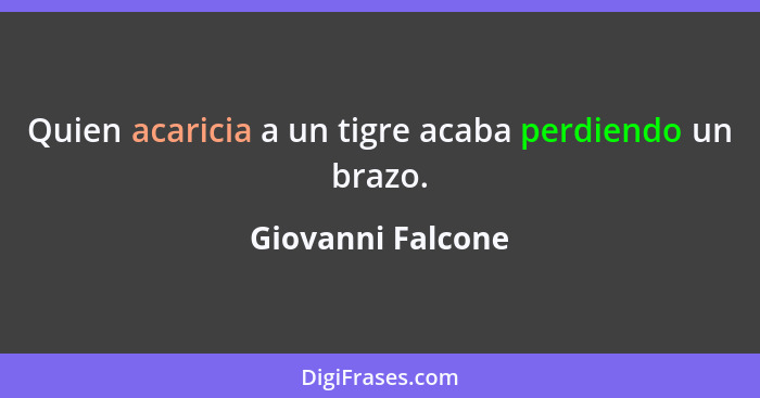 Quien acaricia a un tigre acaba perdiendo un brazo.... - Giovanni Falcone