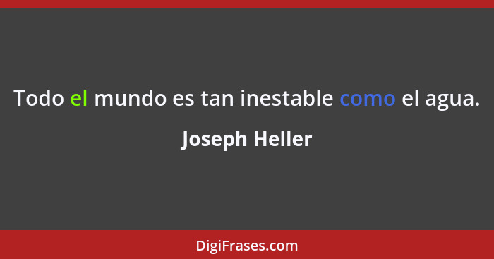 Todo el mundo es tan inestable como el agua.... - Joseph Heller