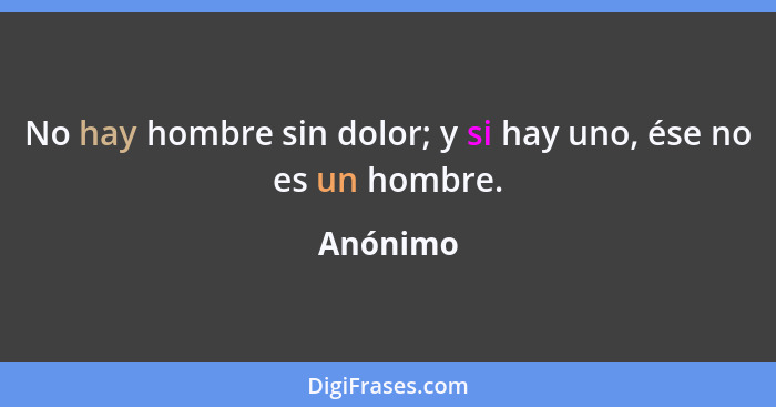 No hay hombre sin dolor; y si hay uno, ése no es un hombre.... - Anónimo