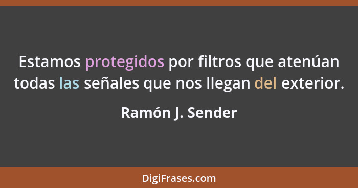 Estamos protegidos por filtros que atenúan todas las señales que nos llegan del exterior.... - Ramón J. Sender