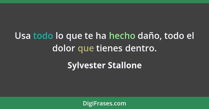 Usa todo lo que te ha hecho daño, todo el dolor que tienes dentro.... - Sylvester Stallone