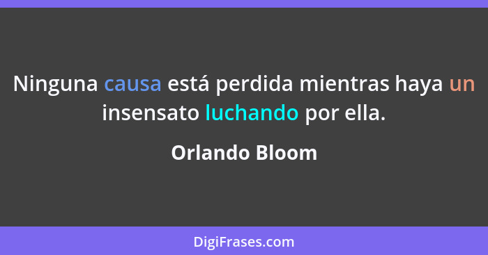 Ninguna causa está perdida mientras haya un insensato luchando por ella.... - Orlando Bloom