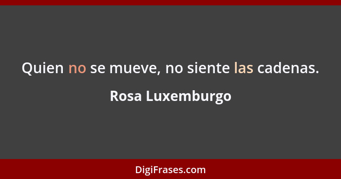 Quien no se mueve, no siente las cadenas.... - Rosa Luxemburgo