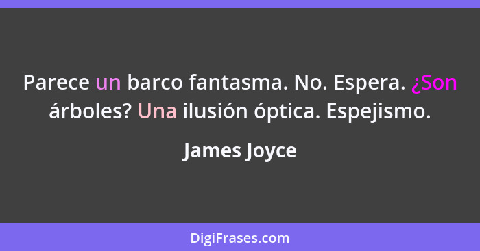 Parece un barco fantasma. No. Espera. ¿Son árboles? Una ilusión óptica. Espejismo.... - James Joyce