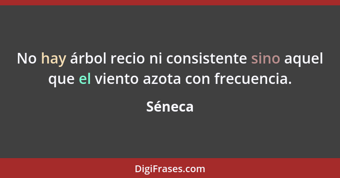 No hay árbol recio ni consistente sino aquel que el viento azota con frecuencia.... - Séneca