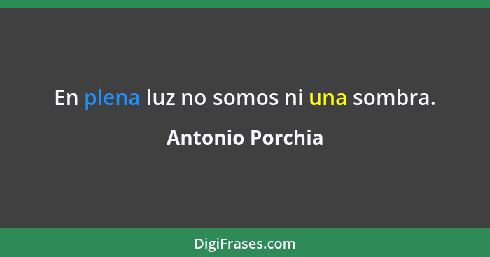 En plena luz no somos ni una sombra.... - Antonio Porchia