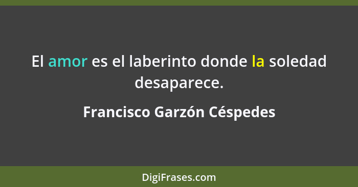 El amor es el laberinto donde la soledad desaparece.... - Francisco Garzón Céspedes