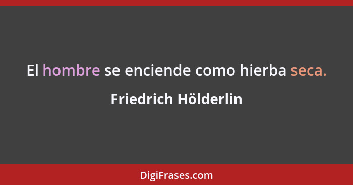 El hombre se enciende como hierba seca.... - Friedrich Hölderlin