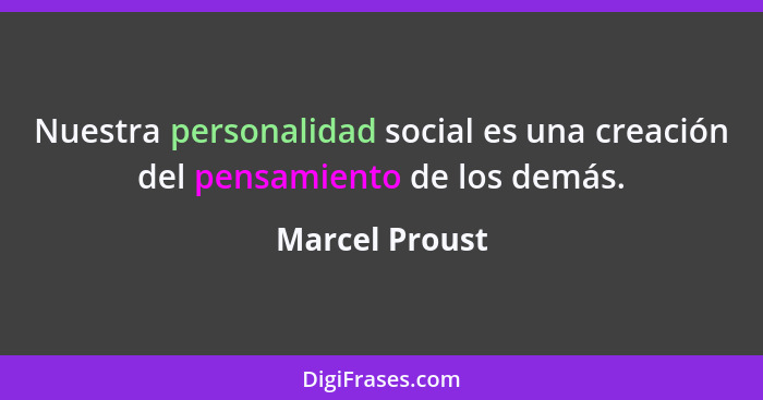 Nuestra personalidad social es una creación del pensamiento de los demás.... - Marcel Proust