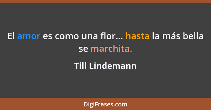 El amor es como una flor... hasta la más bella se marchita.... - Till Lindemann